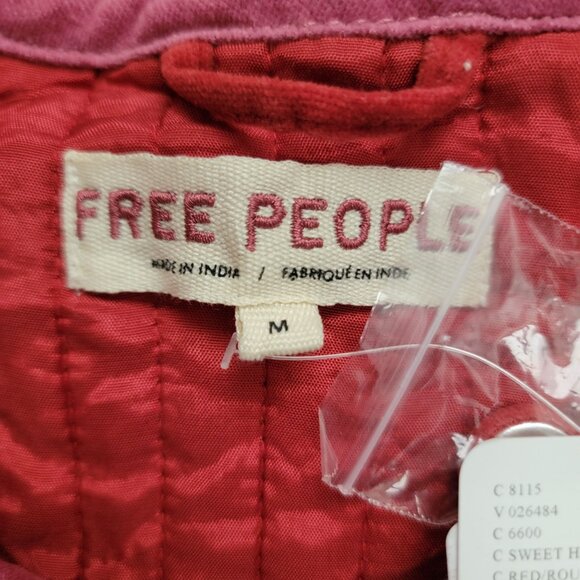 Free People Natalia Quilted Jacket Womens M Red Velvet Cottagecore Country Chic - Picture 4 of 8